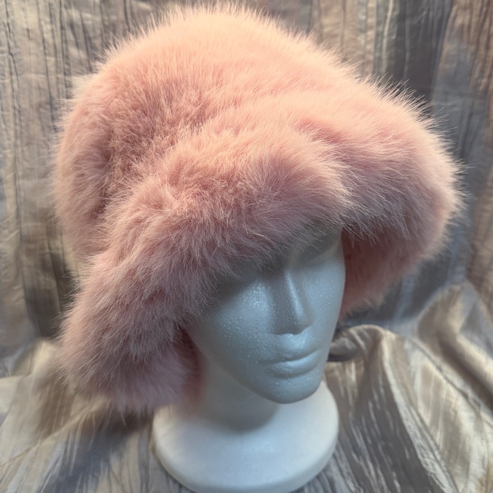 Elegant Pink Faux Fur Hat